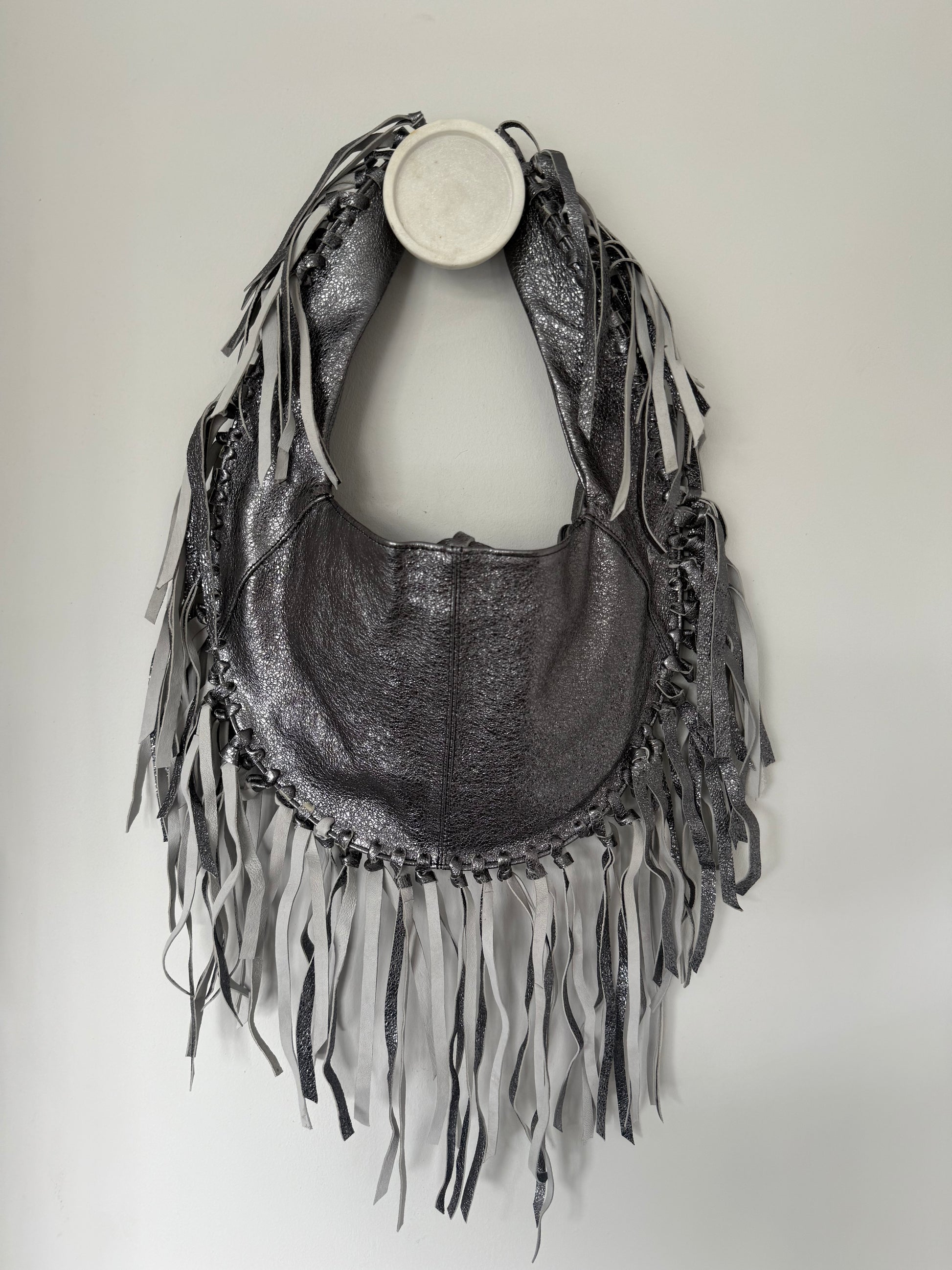 ZM The Label~Metallic Leather Gunmetal Tassel Bag