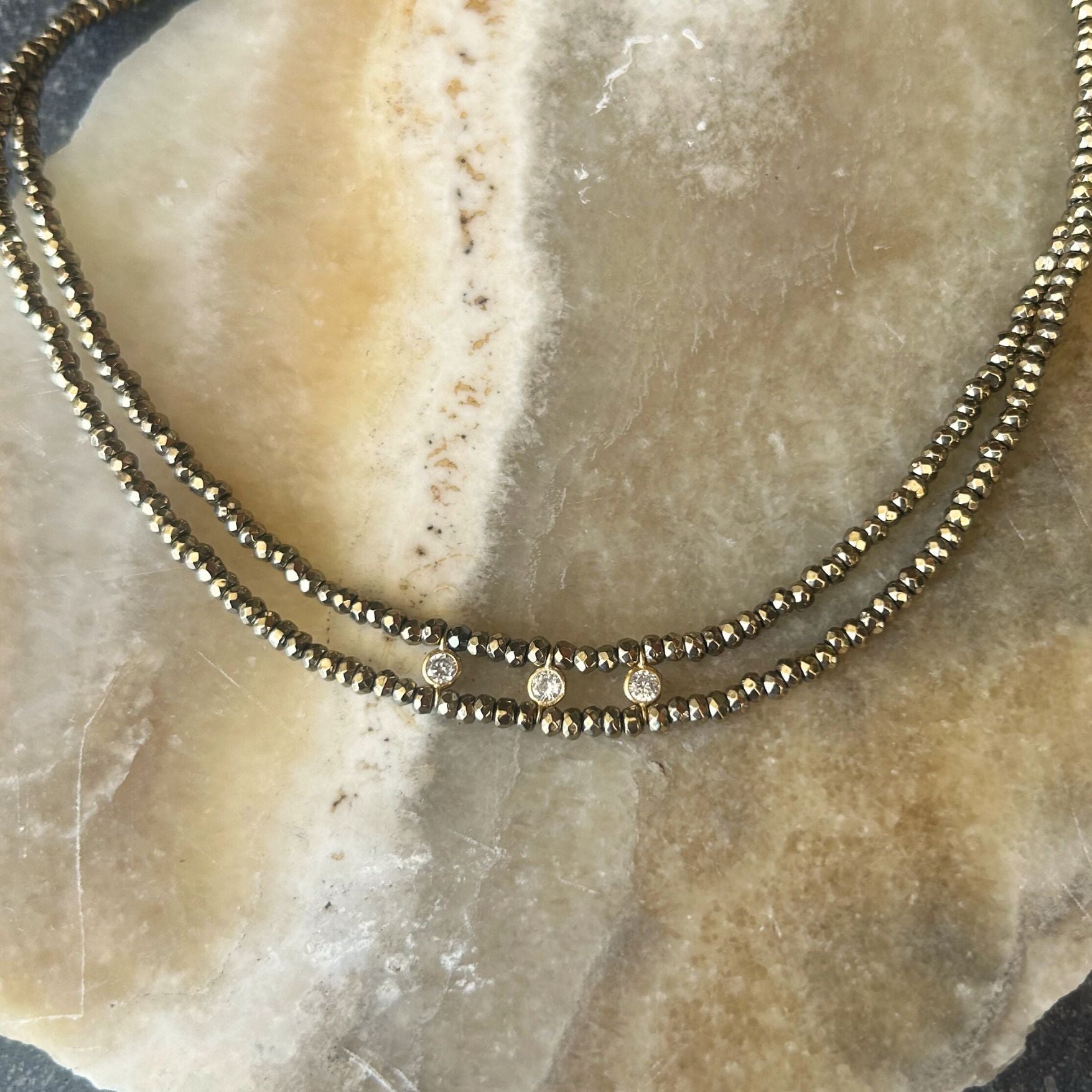 Pyrite Beaded Double Layer Necklace