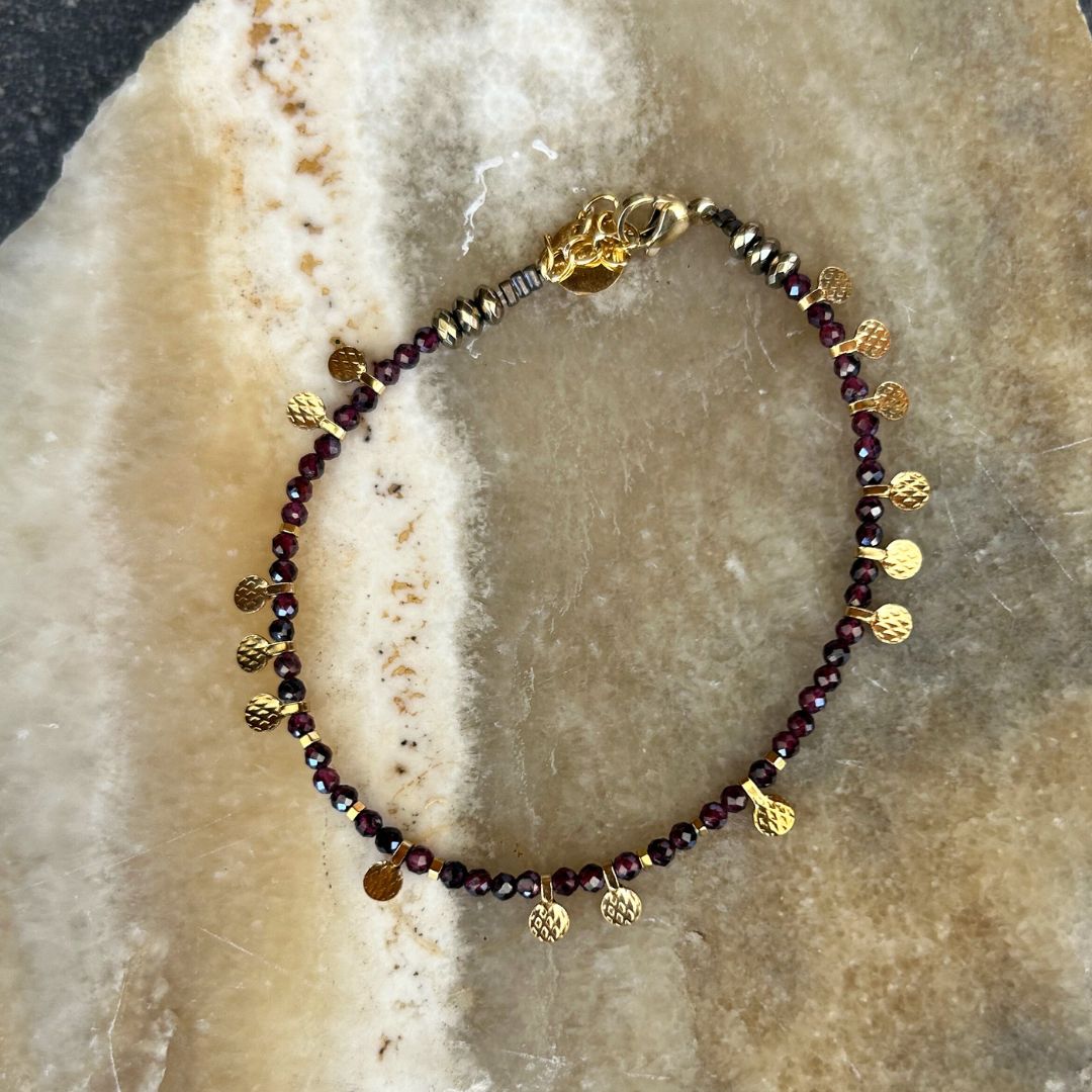 Garnet Charm Bracelet