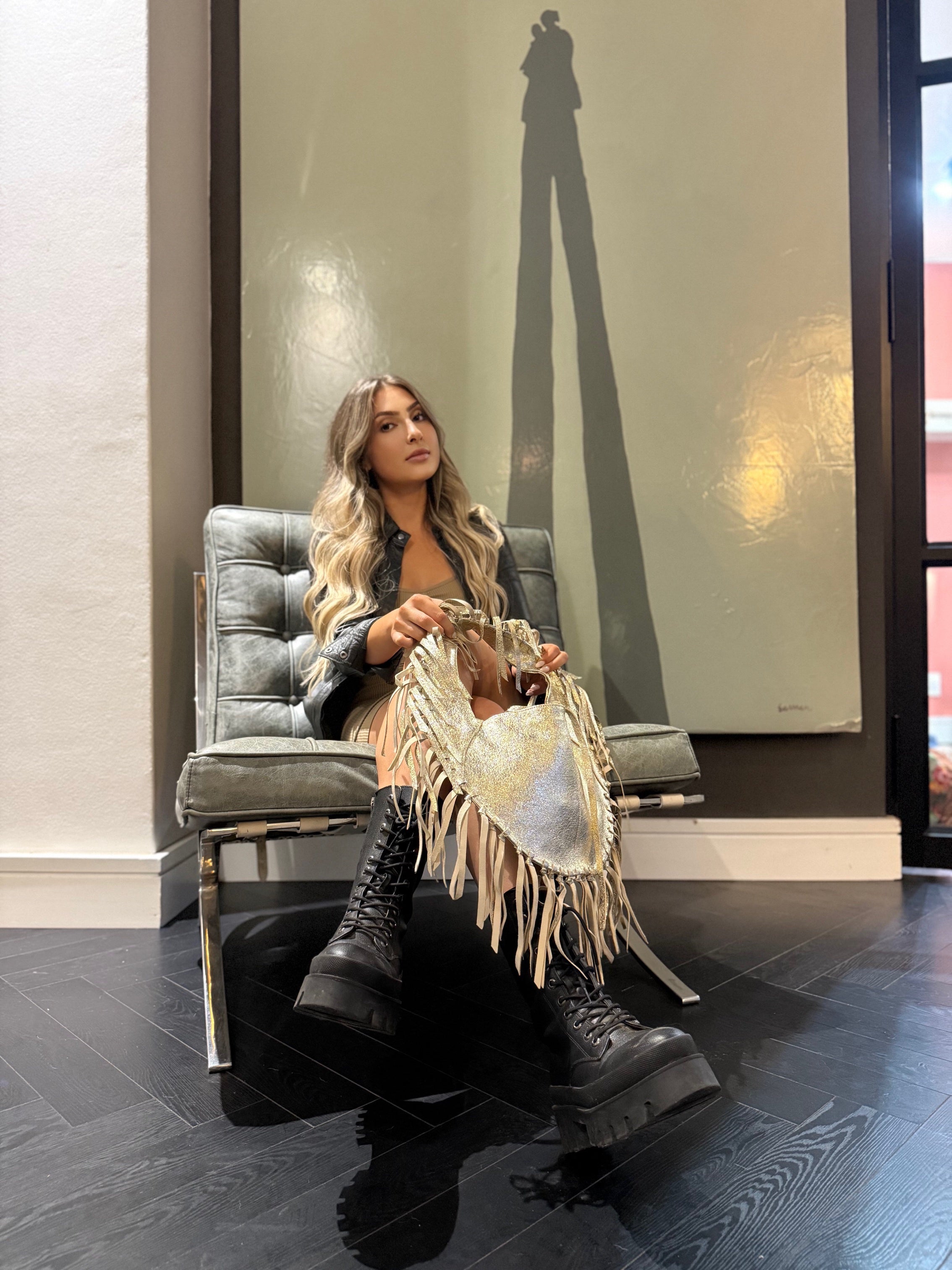 ZM The Label ~ Metallic Leather Gold Tassel Bag