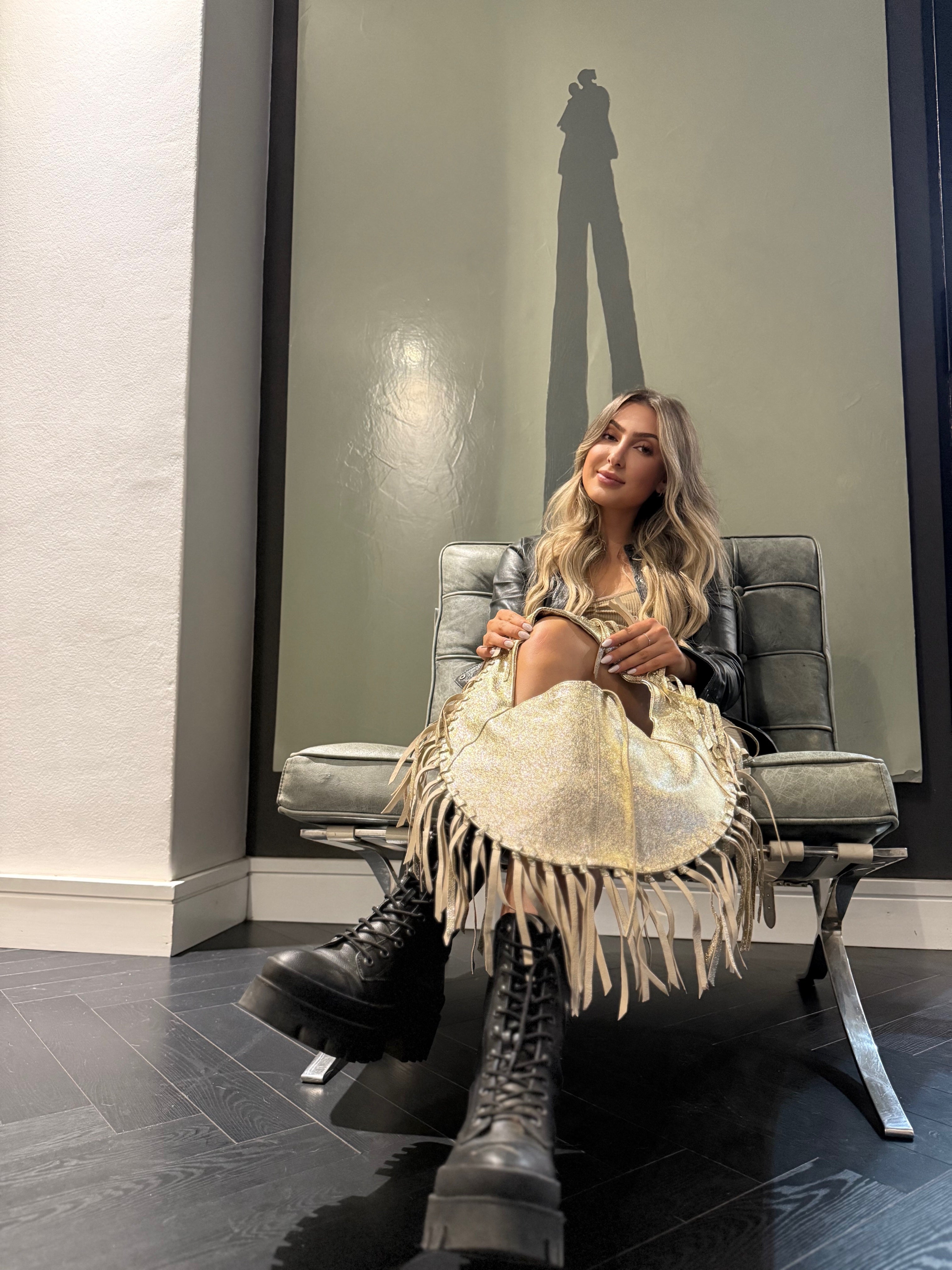ZM The Label ~ Metallic Leather Gold Tassel Bag