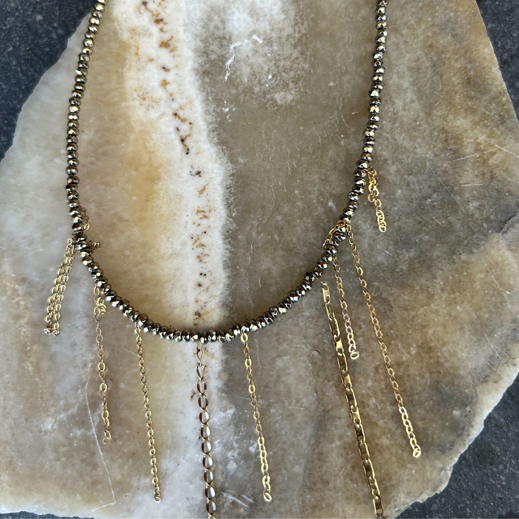 Pyrite Hanging Chain Necklace