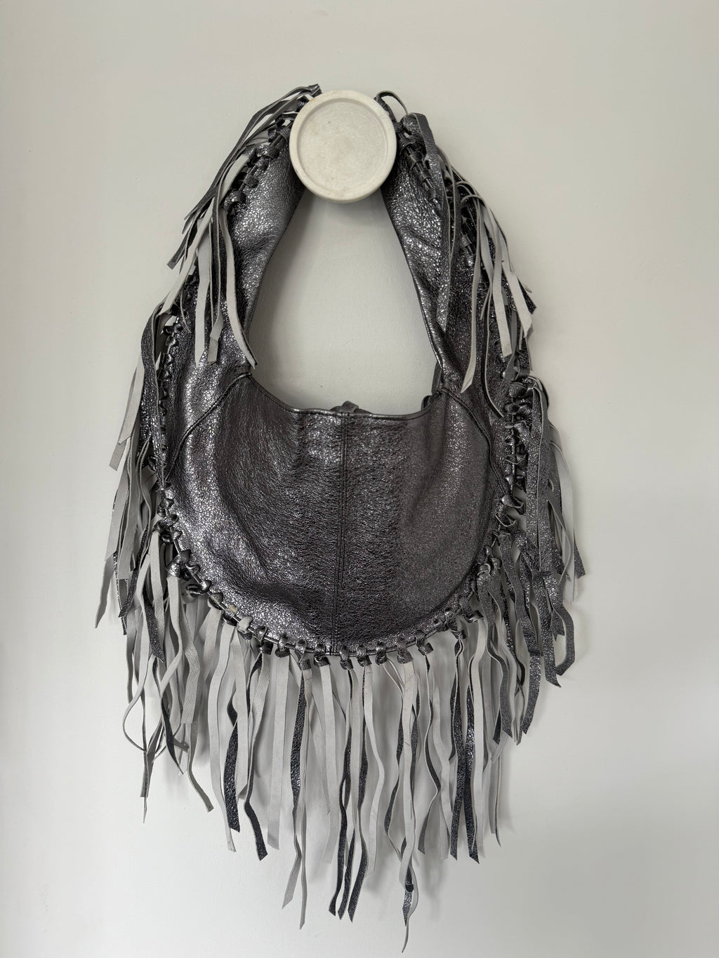 ZM The Label~Metallic Leather Gunmetal Tassel Bag