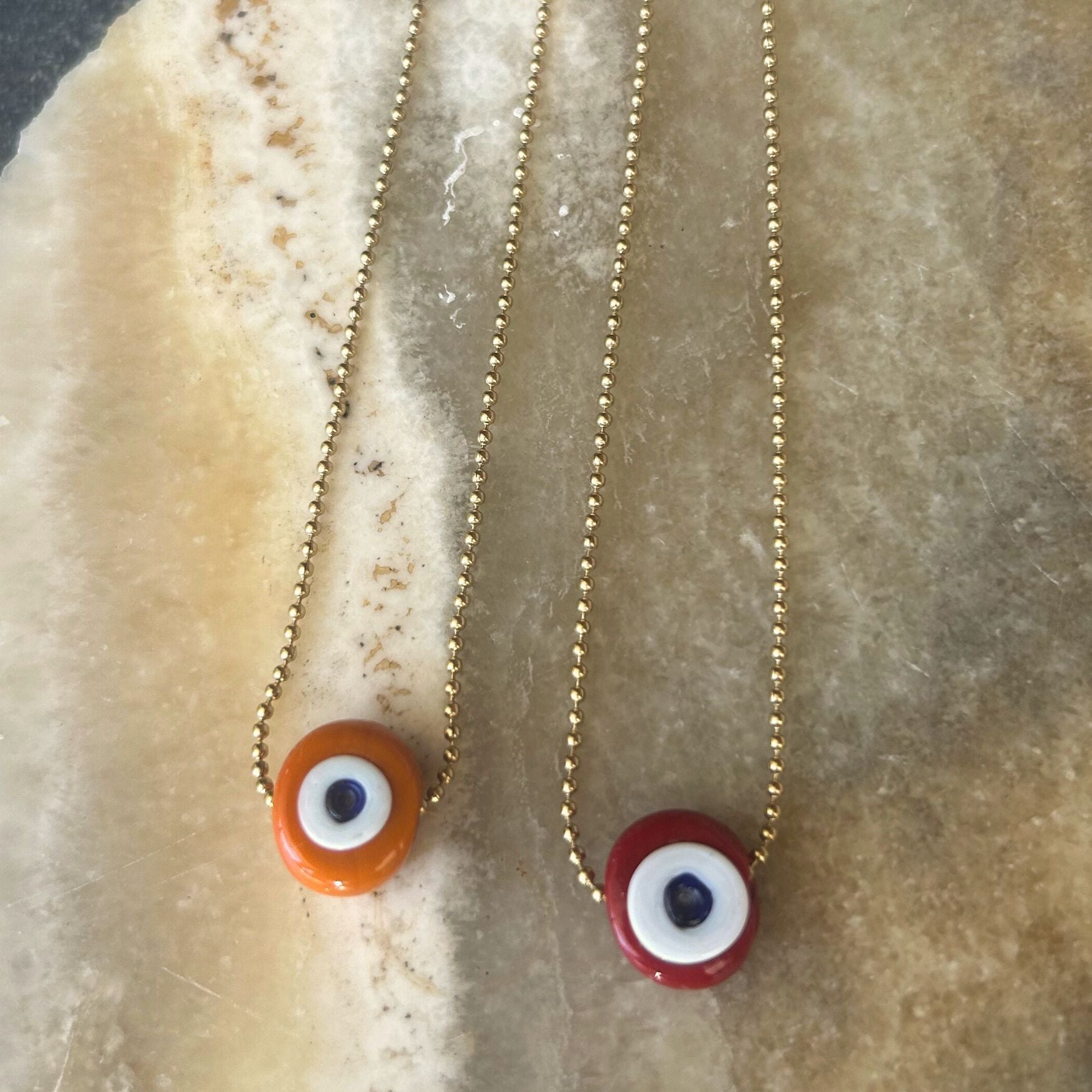 Gold Bath Plug Chain Necklace with Evil Eye Bead