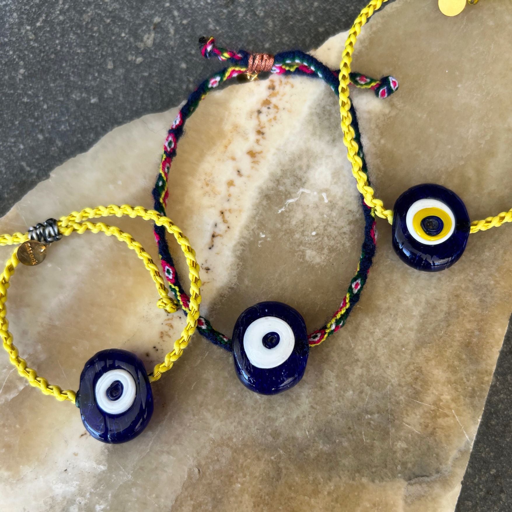 Navy Evil Eye Beaded String Bracelet