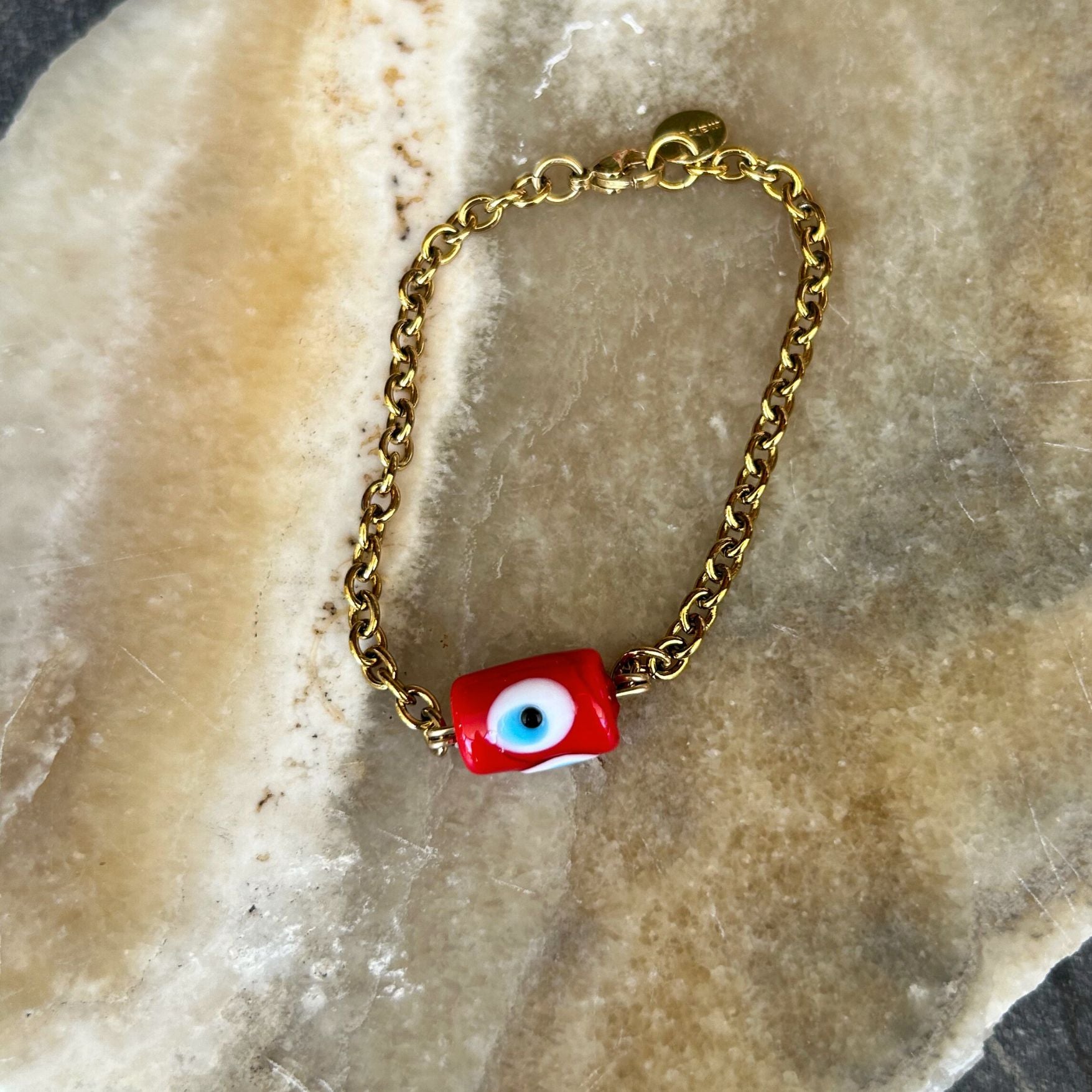 Gold Chain with Red Evil Eye Bead