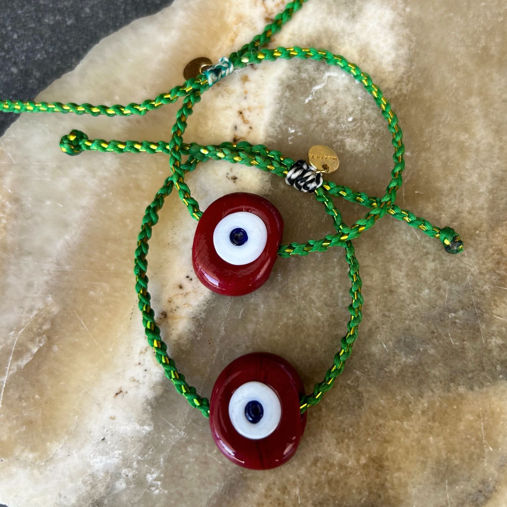Red Evil Eye Bead String Bracelet