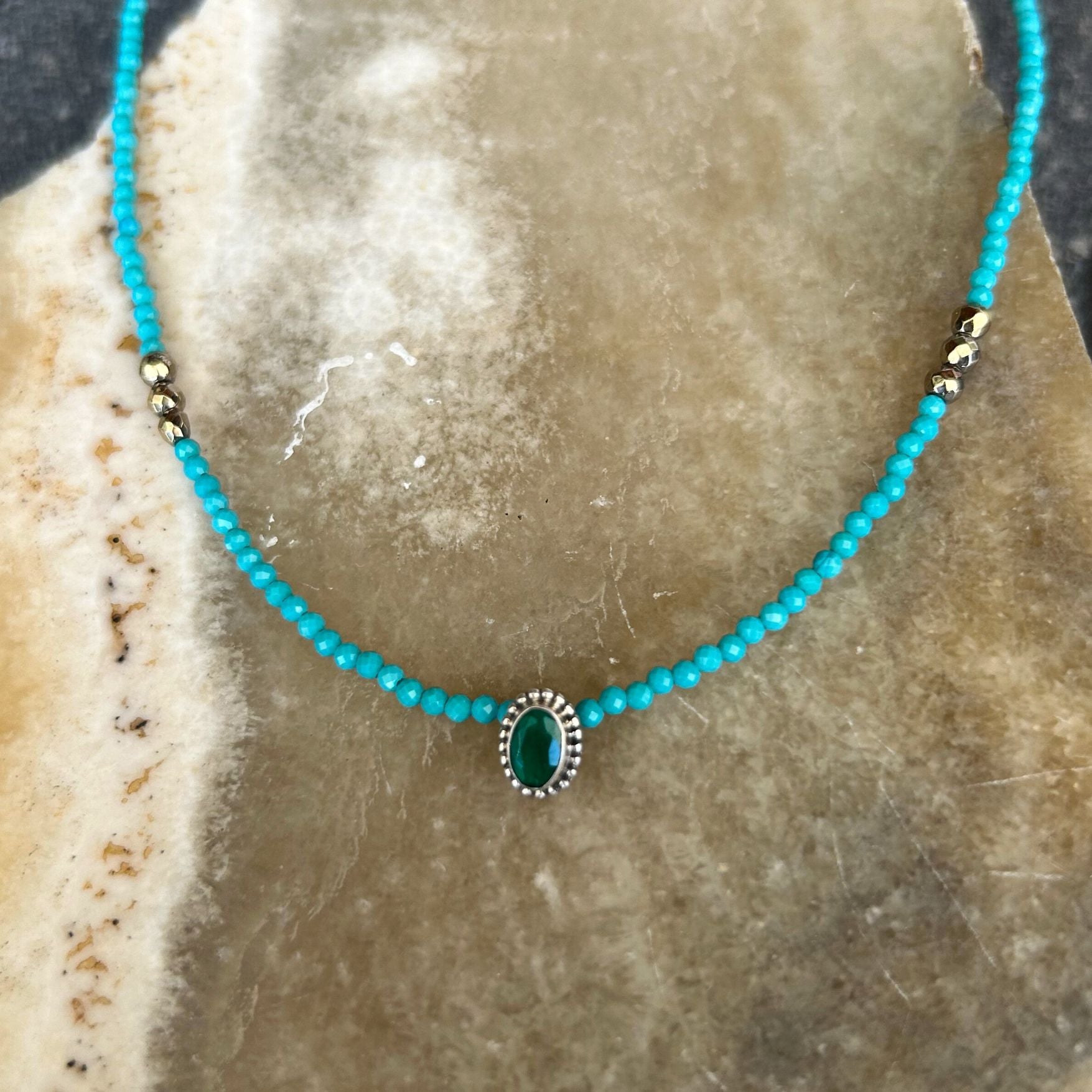 Turquoise & Green Onyx Bead Necklace