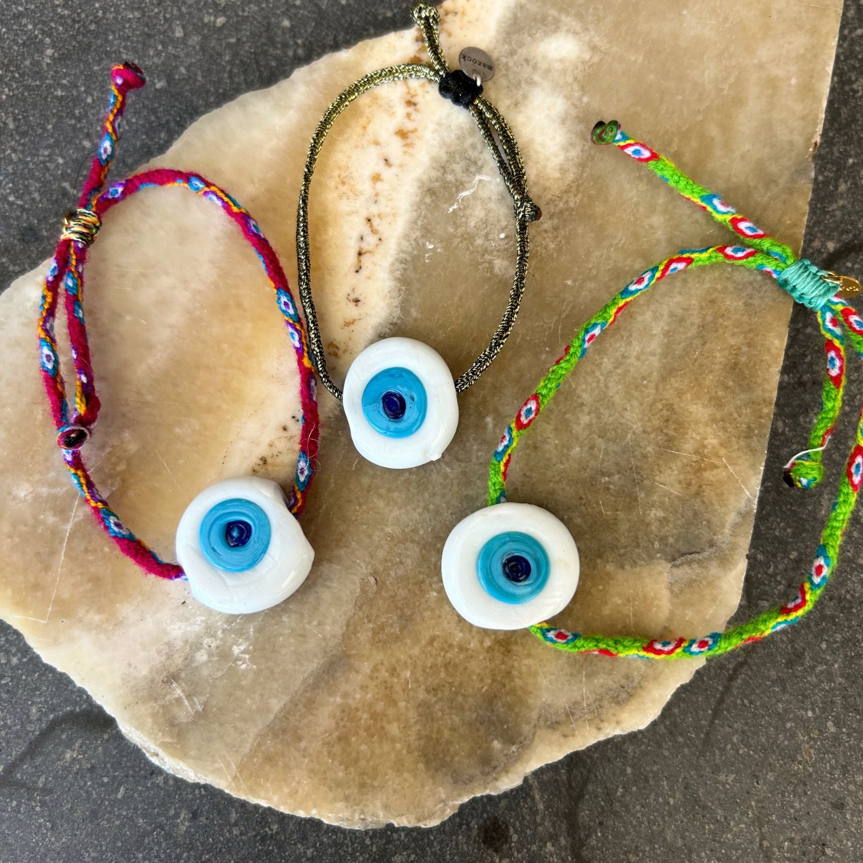 White Evil Eye Beaded String Bracelet