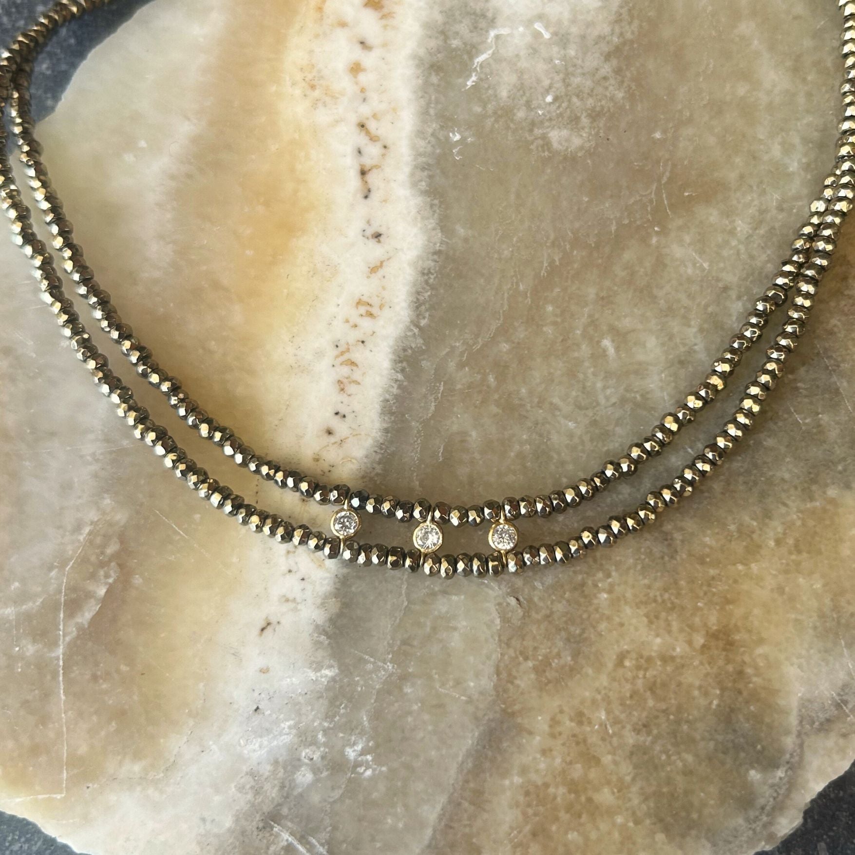 Pyrite Beaded Double Layer Necklace
